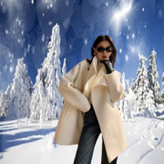 23秋冬时尚宽松毛呢外套，大衣女气质减龄白色，高级感高雅小个子