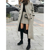 呢子大衣女韩国冬季过膝长款宽松气质，浅灰色西装领ol毛呢外套