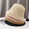 草帽女小清新纯色夏天可折叠渔夫帽卷边小沿遮阳帽防晒沙滩太阳帽