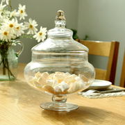 网红抖音玻璃糖罐欧式透明玻璃樽糖果罐子婚庆摆件防尘罩甜品