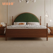 ULLLO 法式复古床白蜡木床小户型主卧美式实木双人床中古风床1.8m