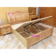 气动床 实木床现代中式床储物高箱床橡木床家具双人床1.5米现代