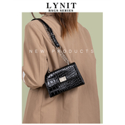 LYNIT 鳄鱼纹链条方形单肩斜挎手提包2023小众设计百搭包包女