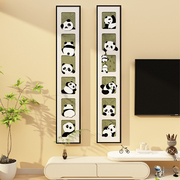 熊猫电视机背景墙面装饰画品挂件2023高级感两侧现代简约客厅