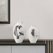 新中式手绘陶瓷艺术品摆件现代客厅酒柜茶室博古架样板房花瓶摆设