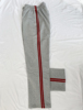 春秋季款中小学生男女浅灰色两条红色杠纯棉校服裤宽松版运动长裤