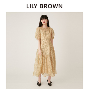 LILY BROWN秋冬款 甜美气质雪纺印花收腰连衣裙LWFO244117