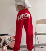 爵士风格女装红色长裤嘻哈，跳街舞的裤子jazz舞蹈休闲hiphop束脚裤