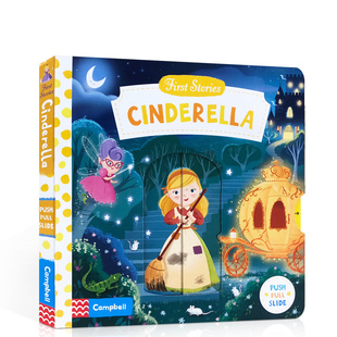 英文原版 First Stories系列：Cinderella 灰姑娘儿童趣味玩具机关纸板撕不烂书 启蒙英语图画书亲子互动游戏抽拉认知童书读物