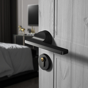 门锁室内卧室房门静音磁吸北欧风现代简约门把手房间门黑色分体锁
