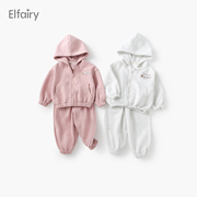 elfairy儿童卫衣套装女童春装，连帽外套休闲裤子宝宝衣服运动套装