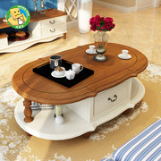 美式乡村实木圆茶几，电视柜组合地中海小户型，客厅两抽茶桌度假家具