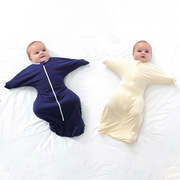 新生儿防惊跳睡袋夏季竹纤维，防吃手0-6月宝宝，拉链包腿投降式襁褓