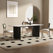 意式轻奢实木岩板餐桌家用现代简约小户型白蜡，木餐桌椅组合长方形