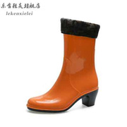高跟雨靴女时尚外穿女雨鞋韩国中筒防水鞋女防滑套鞋胶鞋加棉水靴