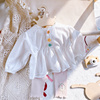可爱女宝宝春夏娃娃衫甜美白色，婴儿衬衫纯棉，韩版上衣公主洋气衣服