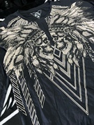 印第安骷髅暗黑哥特亚文化羽毛重工摇滚朋克街头机车中性长袖T恤