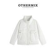 othermix白鸭绒羽绒服外套女2023冬款加厚保暖百搭女士短外套