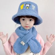 秋冬季男宝宝渔夫帽韩版可爱小女童洋气公主盆帽儿童帽子围巾一体