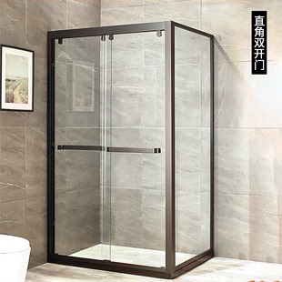 淋浴房隔断推拉门L型直角推拉定制家用洗澡房间浴室玻璃屏风对角