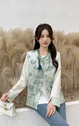 新中式国风蓝色马甲两件套女装今年流行时尚轻熟风短款上衣