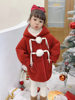 女童棉服冬装外套2023宝宝羊羔绒红色圣诞小香风加绒加厚大衣