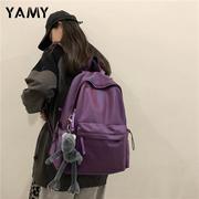 花曦家 韩版大学生书包女校园双肩包ins紫色大容量旅行高级感背包