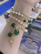 天然绿玛瑙施华洛，水晶珍珠多层元素女，手链闺蜜礼物