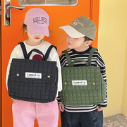 韩国ins时尚休闲儿童双肩包轻便(包轻便)简约棉布，幼儿园男女宝宝书包背包