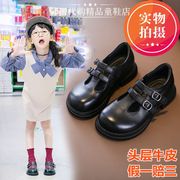 香港玛丽珍女童皮鞋公主日系洛丽塔演出jk黑色软底头层牛皮单鞋潮