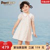 pawinpaw卡通小熊童装，2023年夏季女童学院，风单排扣印花连衣裙