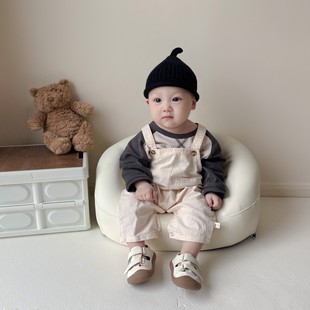 2023韩版背带裤套装婴儿衣服8个月男宝宝两件套宽松7洋气秋装
