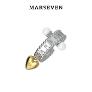 MARSEVEN 可爱反派系列十字金色爱心戒指S925银开口珍珠原创指环