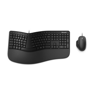 微软ergonomic人体工学键盘黑色，有线拱形弧度，按键软垫掌托