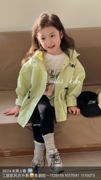 韩国品牌童装米莱2024春款新女童连帽外套字母工装风衣休闲上衣潮