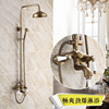 定制欧式仿古淋浴花洒套装家用全铜复古淋雨器喷头浴室带升降杆大