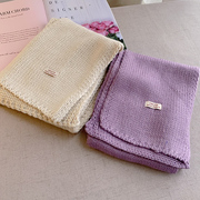 香芋紫色针织毛线围巾2023纯色女冬季百搭时尚款围脖减龄秋冬