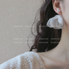 youjuclub-轻飘飘~氛围感白色雪纺，花朵耳环复古甜美气质耳饰耳夹
