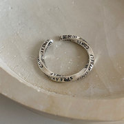 扭曲字母戒指925纯银戒指，复古高级感莫比乌斯食指指环女气质j016a