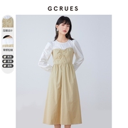 gcrues法式裙子假两件套女士2024年春装针织韩系温柔风连女装