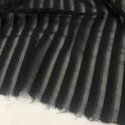 夏季3D黑色竖条纹色织透明雪纺纱时装面料轻薄裙子设计师手工布料
