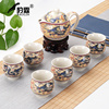 双层防烫青花瓷功夫茶具套装陶瓷家用茶杯茶壶古代文化仿古龙图案