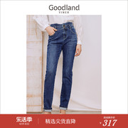 Goodland美地女装2023秋季时尚休闲水洗复古牛仔裤百搭铅笔裤