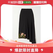 香港直邮潮奢erdem女士，ambrosia不对称刺绣，粒纹羊毛中长半身裙
