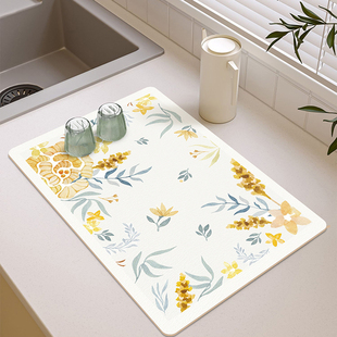 厨房沥水垫软硅藻泥台面，吸水垫咖啡机桌垫洗手台家用防滑隔热碗垫