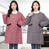 长袖纯棉围裙大人男女厨房做饭家用小个子韩版加肥罩衣防油污工作