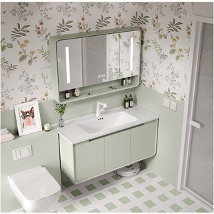 田园风风浴室柜法式小清新橡木烤漆洗脸盆柜，卫生间洗手柜洗漱台