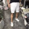 夏季亚麻白色男士短裤，加大码纯色，休闲西装五分裤修身薄款中裤