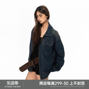 blackbb美式复古刺绣水洗渐变牛仔，外套男女24s做旧宽松休闲夹克