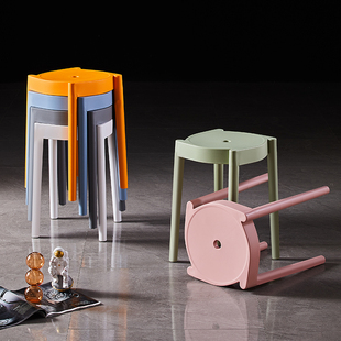 塑料凳子加厚成人家用客厅餐桌方板凳(方板凳)现代简约时尚北欧高圆凳(高圆凳)椅子